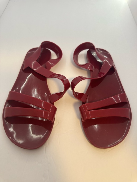Coolwear Shoes - Women’s Burgundy Strappy Jelly Sandals with Ankle Loop Size 9